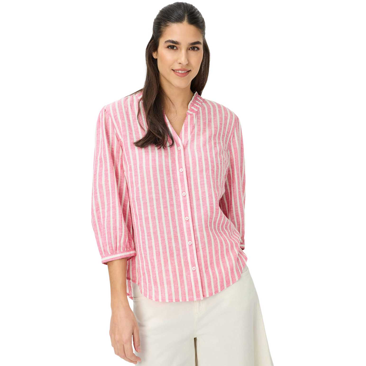 Brax Violet Striped Linen Top